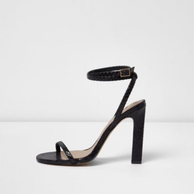 Black snake print barely there sandals